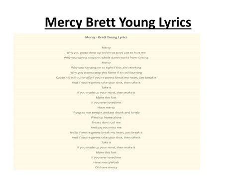 Mercy Brett Young Lyrics