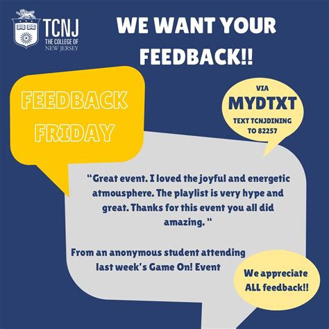 TCNJ - Feedback Friday We love hearing what you think about our dining ...