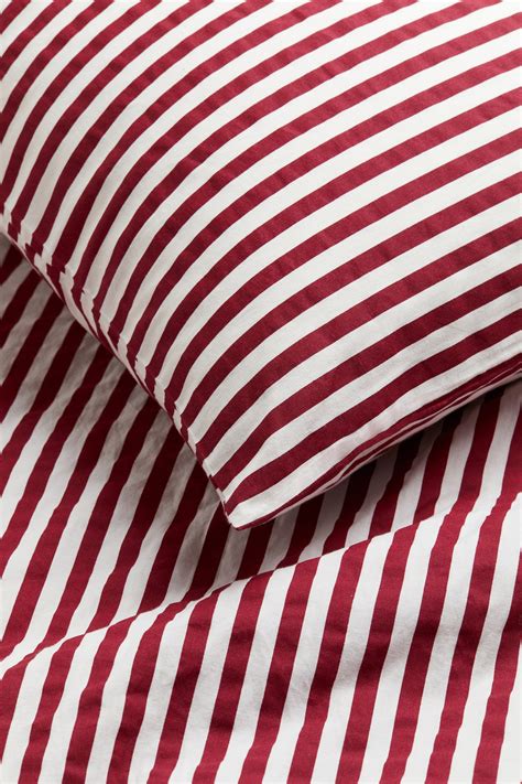 Cotton Twin Duvet Cover Set - Red/striped - Home All | H&M US