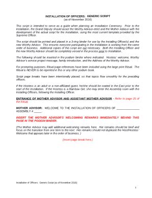 Installation Ceremony Sample Template Doc Template | pdfFiller