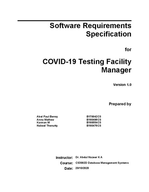 SRS- Covid-19 Testing Facility Manager - Software Requirements ...