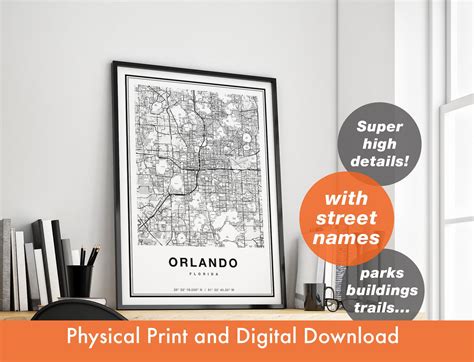 Orlando Map Print, Map of Orlando, City Map, Orlando Print Gift, Orlando Map Art, Orlando ...