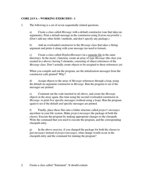 Image result for Java Exercises PDF