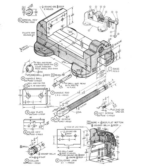 Image result for Machine Vice Assembly Drawing