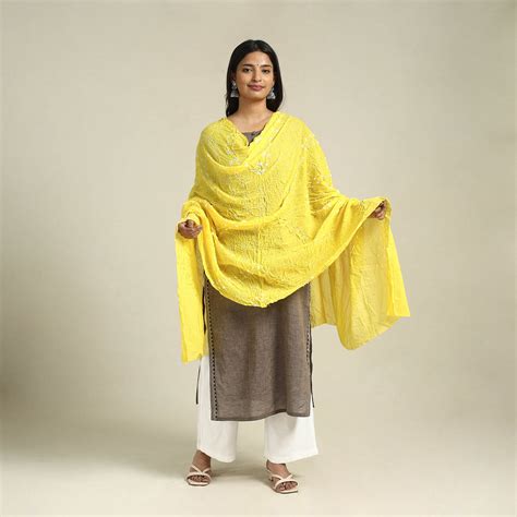 Buy Yellow Kutch Tie-Dye Cotton Bandhani Dupatta – iTokri आई.टोकरी