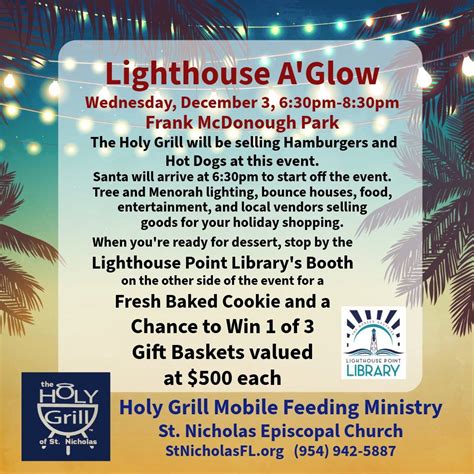 Lighthouse AGlow with the Holy Grill selling hamburgers and hotdogs ...