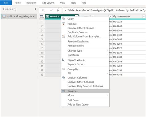 Splitting Multiple Columns in Power Bi Query Editor 的图像结果