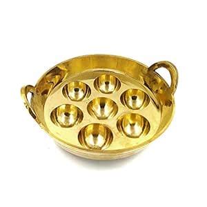 Buy TAZBI Bronze Paniyaram pan-Unniappakara (7 Hole) - 8 Inches Online ...
