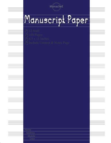 Buy Manuscript: Blank Sheet Paper / Staff Paper / Composition ...