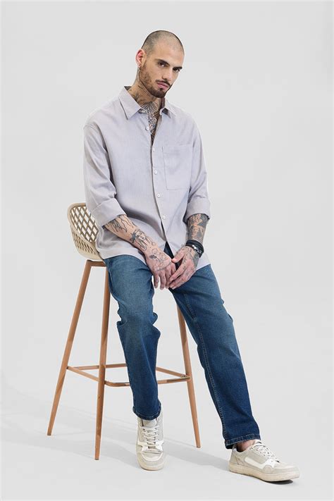 Buy Men's Light Grey Relaxed Fit Linen Blend Shirt Online | Snitch – SNITCH