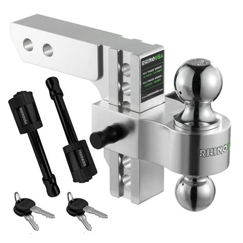 Rhino USA Adjustable Trailer Hitch (Fits 2-Inch Receiver) - Heavy Duty ...