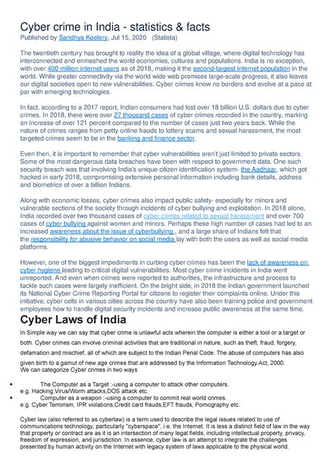 Cyber Laws of India - Cyber crime in India - statistics & facts ...