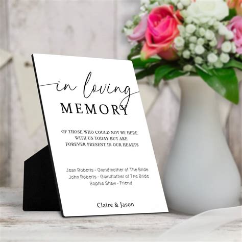 Personalised In Loving Memory Wedding Memorial Sign By Hope and Halcyon
