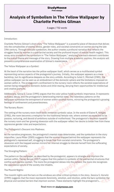 The Yellow Wallpaper Character Analysis Essay at Lynn Sparks blog