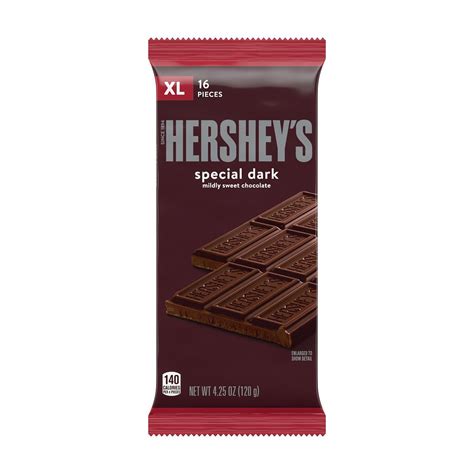 Hershey's Special Dark Mildly Sweet Dark Chocolate Candy, 4.25 oz, Bar ...