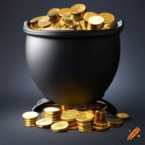 Pot of gold coins on white background on Craiyon