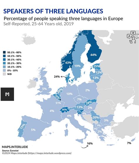 How Many People Can Speak 3+ Languages By European Country - Brilliant Maps