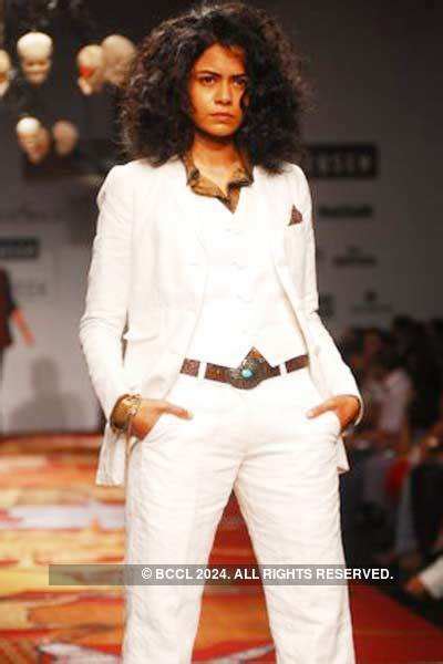 A model presents a creation by designer Rajesh Pratap Singh on the 3rd ...