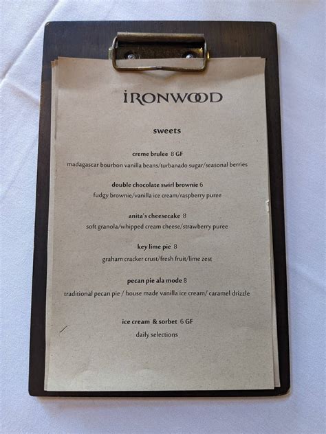 Menu at Ironwood Cafe, Southern Pines