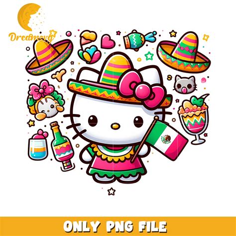 Hello Kitty Festive PNG with Mexican Theme and Decorations – DreamSVG Store