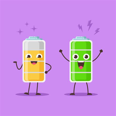 Vector illustration of a cartoon concept in the form of a cute battery ...