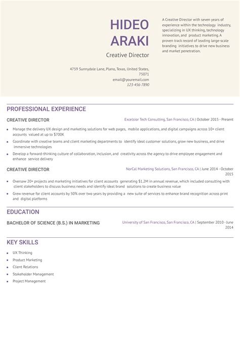Creative Director Resume Examples and Templates for 2025 - ResumeBuilder.com