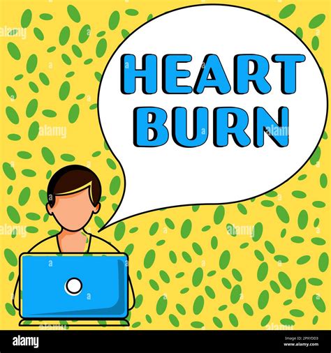 Text sign showing Heart Burn, Concept meaning a burning sensation or pain in the throat from ...