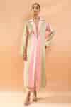 Buy Pink Colorblock Coat With Pant For Women by Archana Shah Online at ...