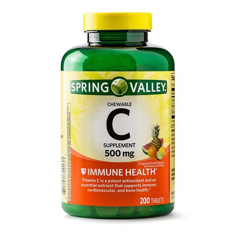 Spring Valley Vitamin C Chewable Tablets, Tropical Fruit, 500mg, 200 Ct ...