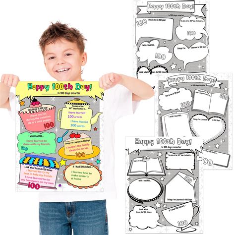 Buy 36 Pieces Happy 100th Day Poster Pack About Me Poster Teacher ...