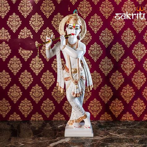Sacred Needs Marble Dust Krishna Idol – 26 Inch (66 cm) Height | Large