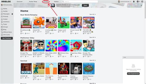 Image result for Where Is the Create Button On Roblox Computer