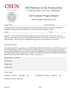 Fillable Online Fall Academic Progress Report Fax Email Print - pdfFiller
