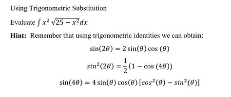 Image result for Trig Substitution Examples