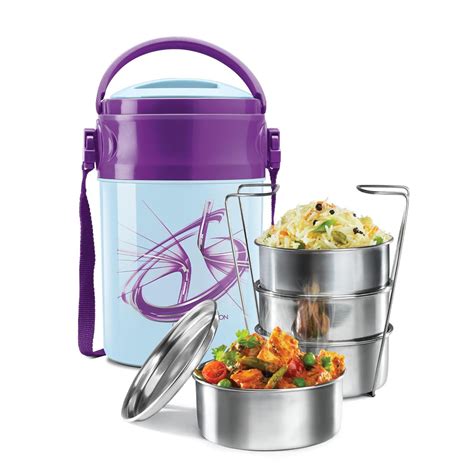 MILTON Odyssey Insulated Tiffin, 4 Stainless Steel Containers, 380 ml ...