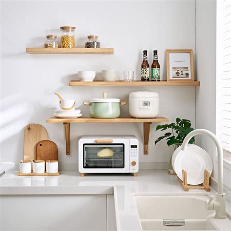 INMAN Rustic Solid Oak Timber Block Floating Shelf Wooden Concealed ...