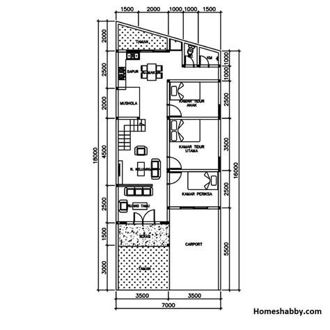Desain Denah Rumah Minimalis Idaman Ukuran 7 x 18 Meter dengan Rooftop ...