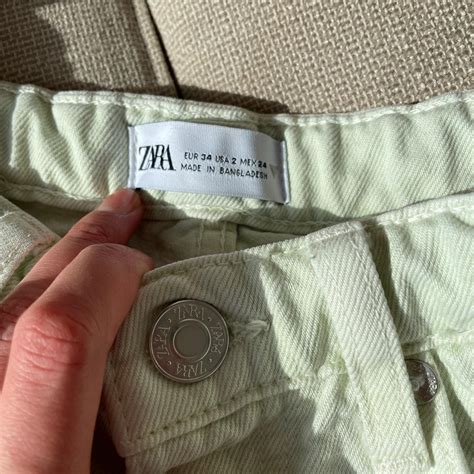 Zara size 2 light green jeans Fits a true size 2... - Depop