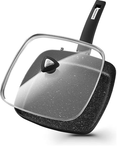 CS Kochsysteme 10" Nonstick Frying Pan with Lid, Square Omelet Pans ...