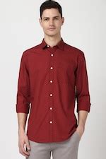 Buy Men Maroon Slim Fit Dots Full Sleeves Casual Shirt Online ...