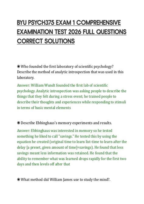 BYU PSYCH375 EXAM 1 COMPREHENSIVE EXAMINATION TEST 2026 FULL QUESTIONS ...