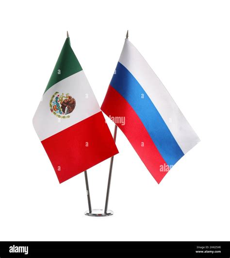 Russian and Mexican flags isolated on white background Stock Photo - Alamy