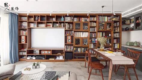 现代简约书柜沙发背景墙-家居美图_装一网装修效果图