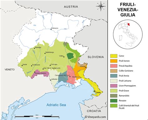 Italy Map of Vineyards Wine Regions