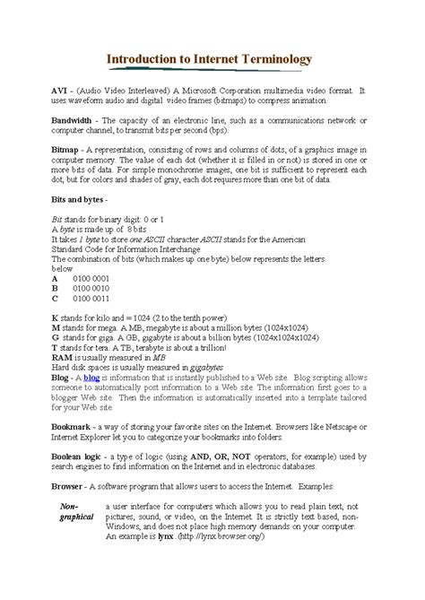 Introduction to Internet Terminology: Key Concepts and Definitions ...