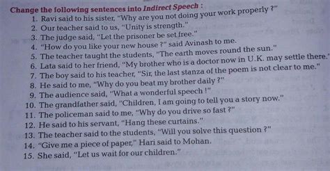 Give Me Correct Answer Change the Following The Sentence Indirect ...