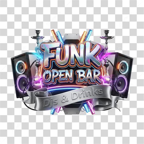 Selo 3D Funk Open Bar DJs & Drinks PNG Transparente [download] - Designi