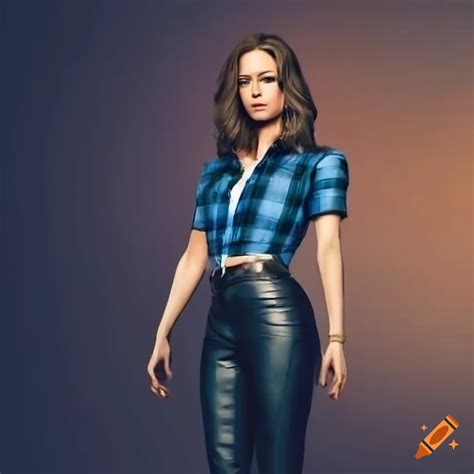 Close-up photograph of eliza dushku as a horse-rider on Craiyon