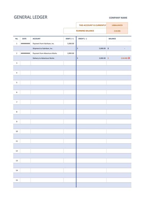 Free Printable General Ledger Templates [Word & Excel & PDF] Small Business