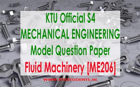 Model Question Paper:Fluid Machinery [ME206] | KTU Students ...